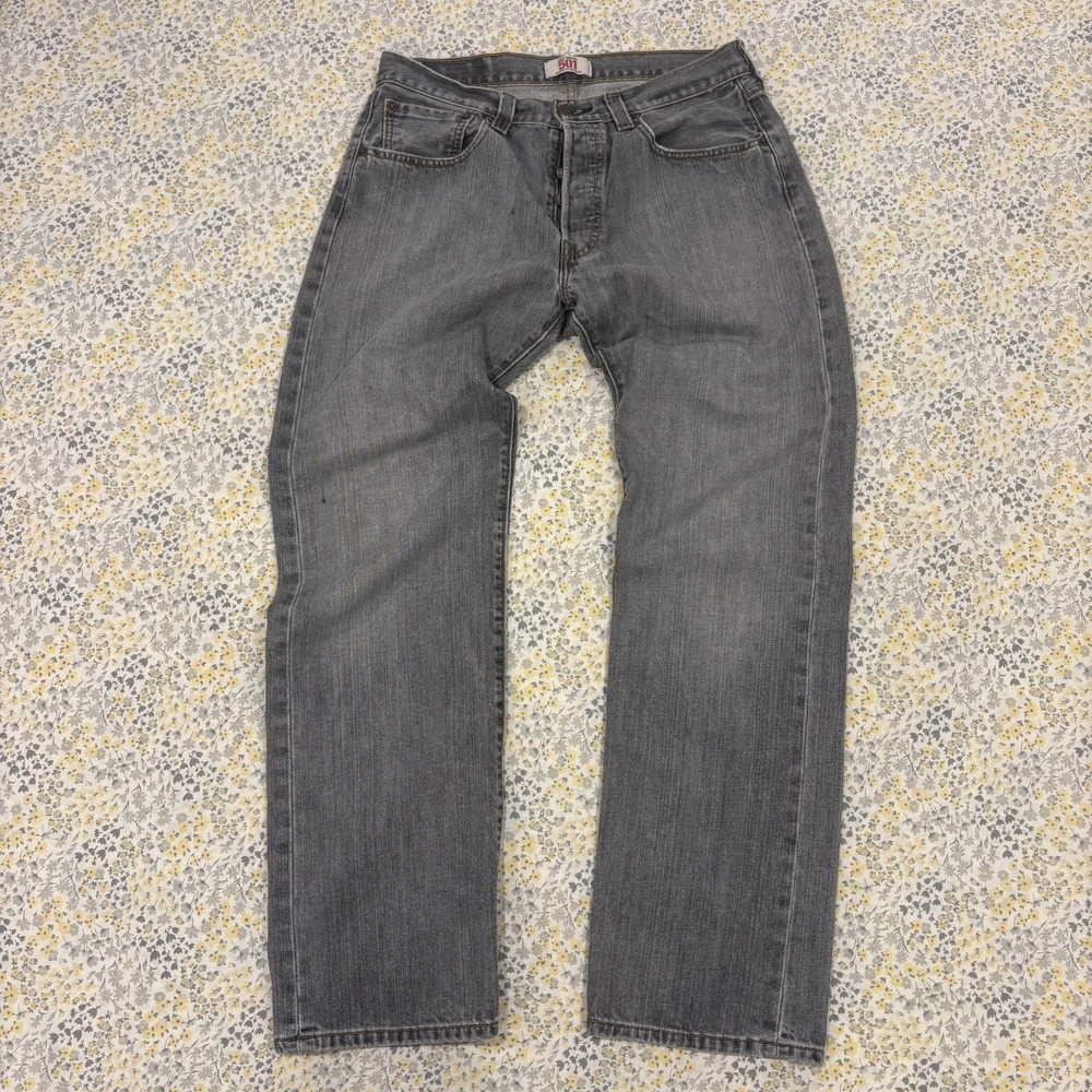 Levis 501 Jeans Men's 32x32 Smokey Gray Straight Leg Button Fly Denim Casual